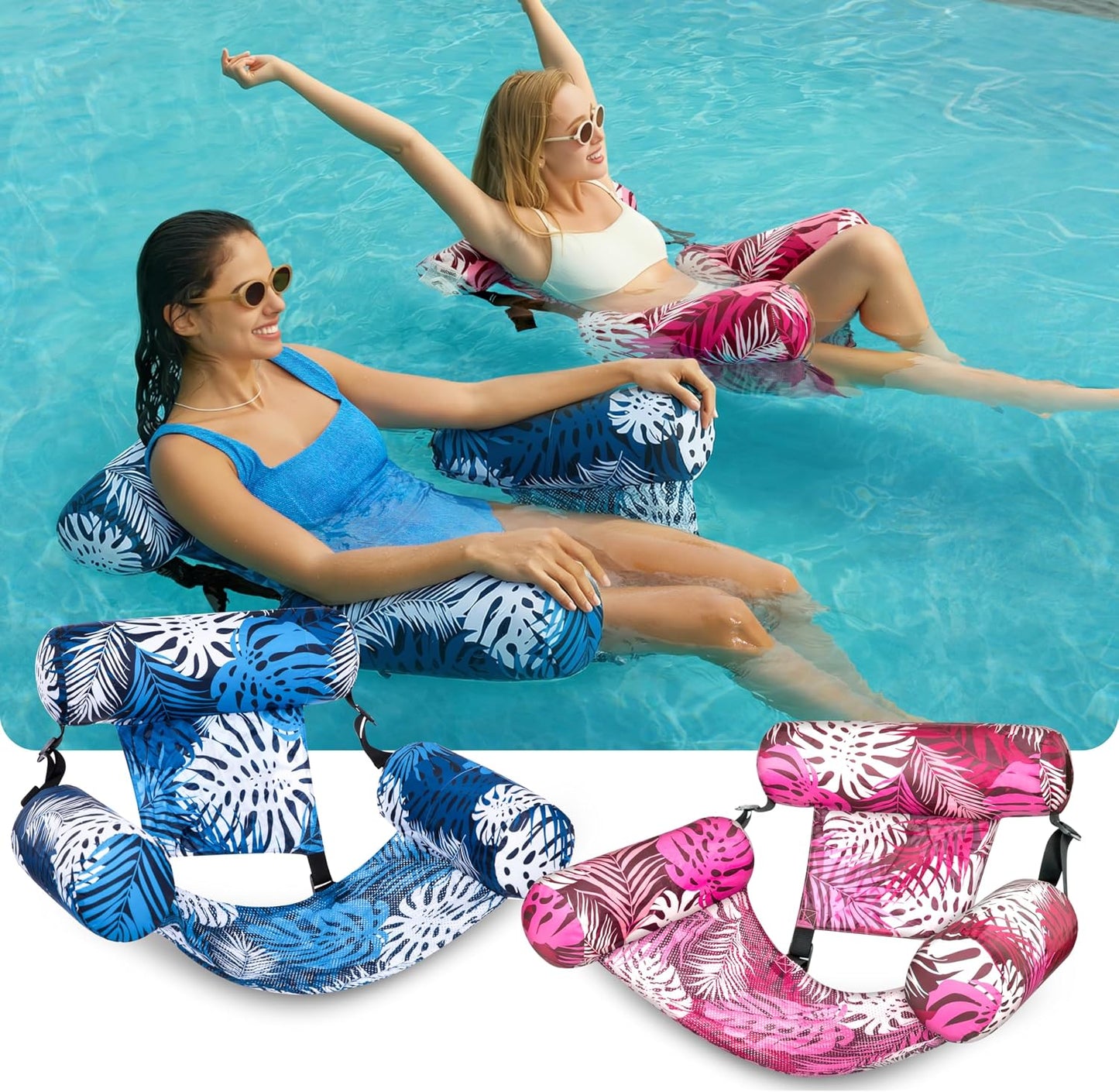 Hot SLOOSH Inflatable Pool Floats Adult,2 Packs Floating Lounge Chairs,Blow up Pool Noodles for Adult Heavy Duty,Floating Chair for Party Summer Water Beach Lake Fun