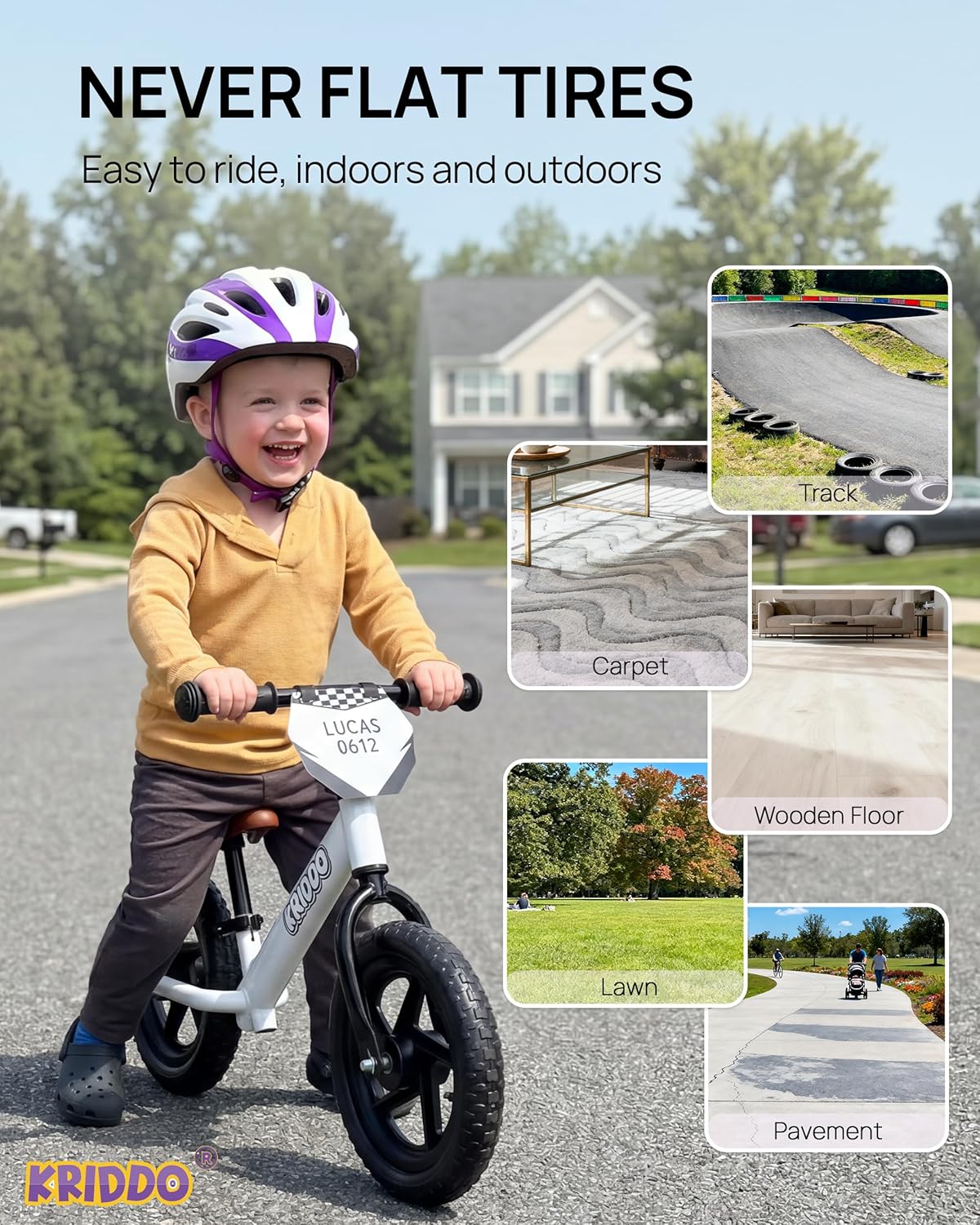 Hot KRIDDO Toddler Balance Bike 2 Year Old, Age 24 Months to 5 Years Old, 12 Inch Push Bicycle with Customize Plate (3 Sets of Stickers Included), Gift Bike for 2-3 Boys Girls, White