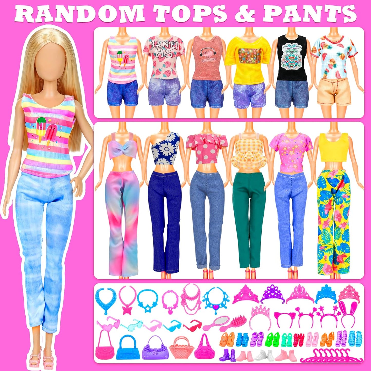 Hot138 Pcs Doll Clothes and Accessories, 5 Wedding Gowns 9 Fashion Dresses 3 Tops 3 Pants 3 Bikini Swimsuits 20 Shoes for 11.5 inch Doll Christmas Stocking Stuffers Girls Gift Age 5-7 8-10