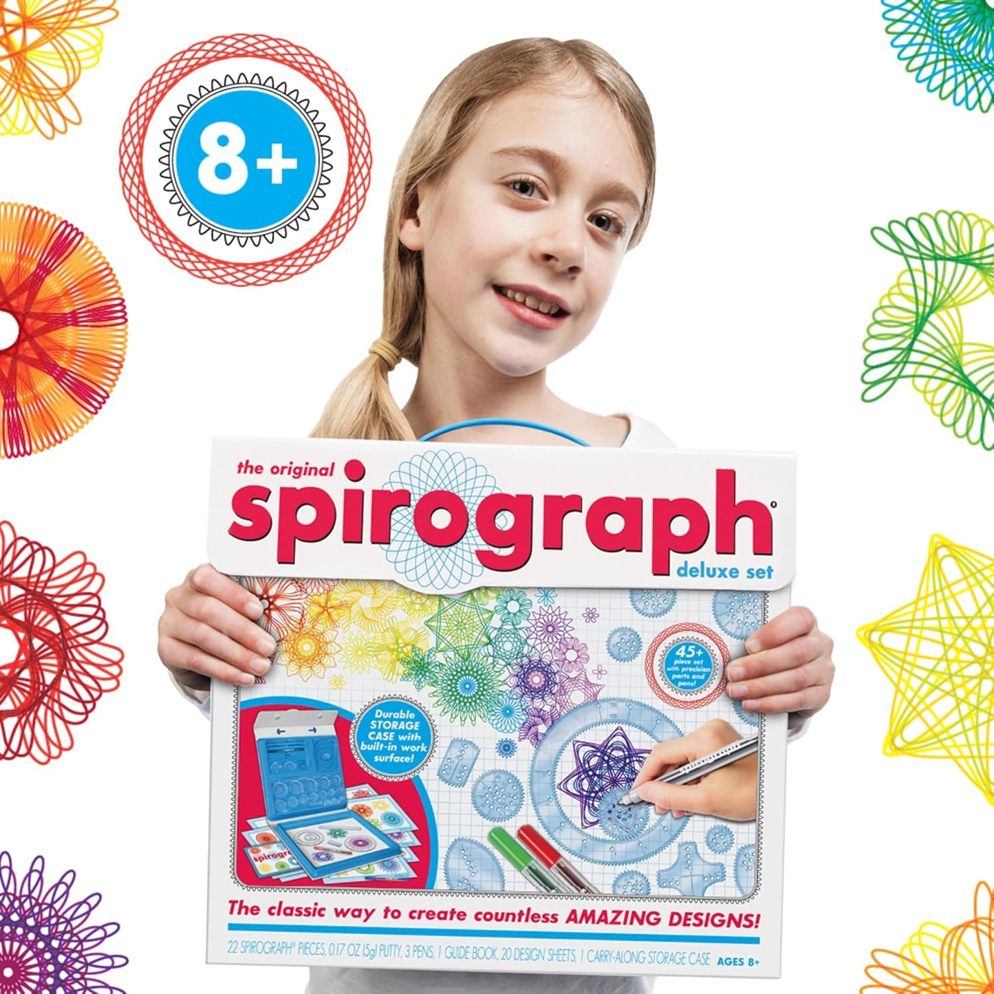 HotSpirograph — Deluxe Set — Spiral Art Drawing Kit — The Classic Way to Make Countless Amazing Designs — For Kids Ages 8+