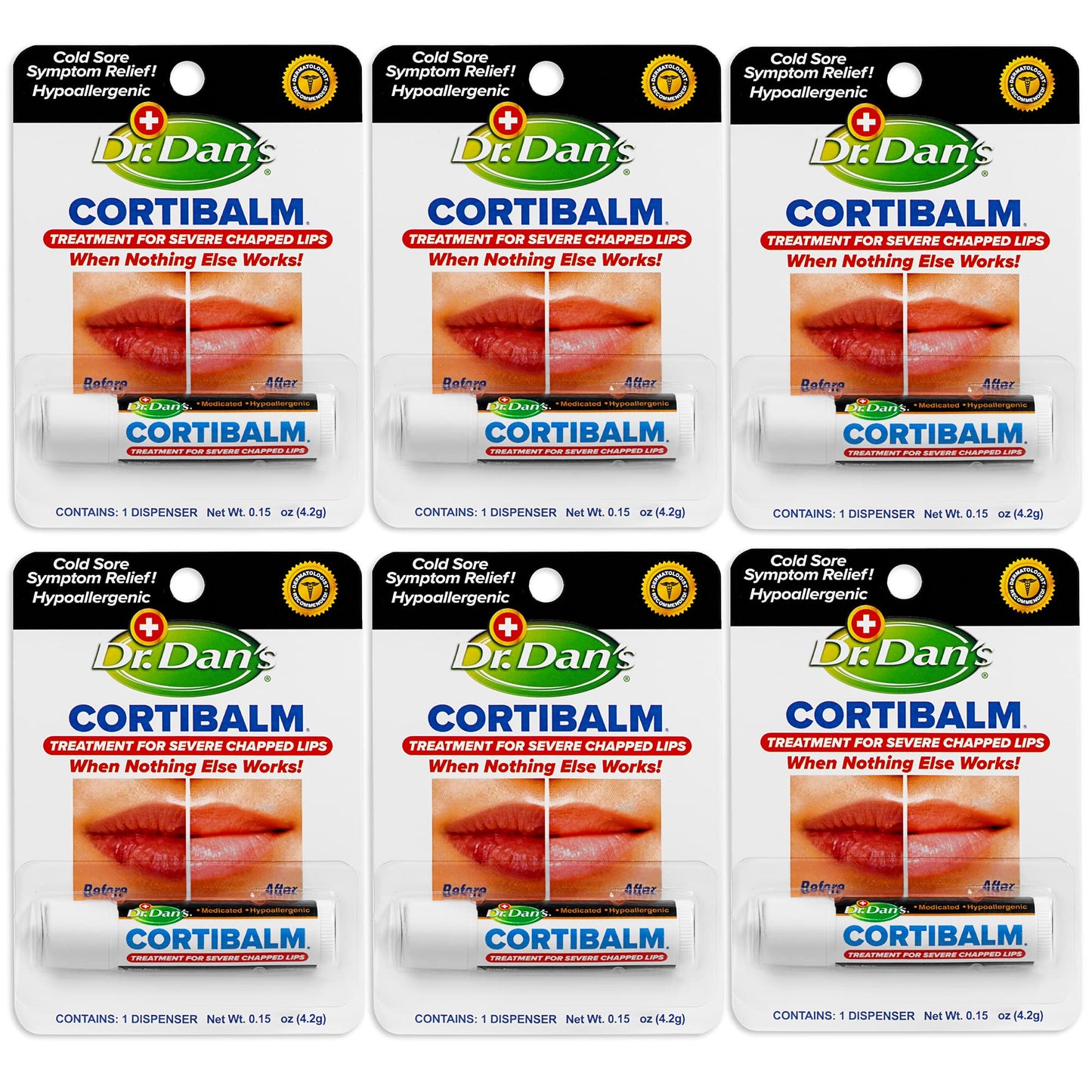 HotDr. Dans CortiBalm Lip Balm Patented Formula 0.14 Ounces (3-Pack)
