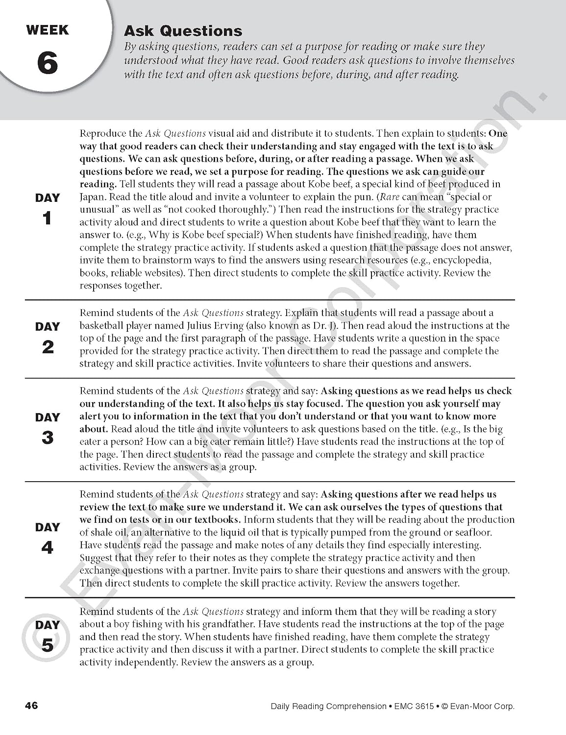 Hot Evan-Moor Daily Reading Comprehension, Grade 5 - Homeschooling and Classroom Resource Workbook, Reproducible Worksheets, Teaching Edition, Fiction and Nonfiction, Lesson Plans, Test Prep