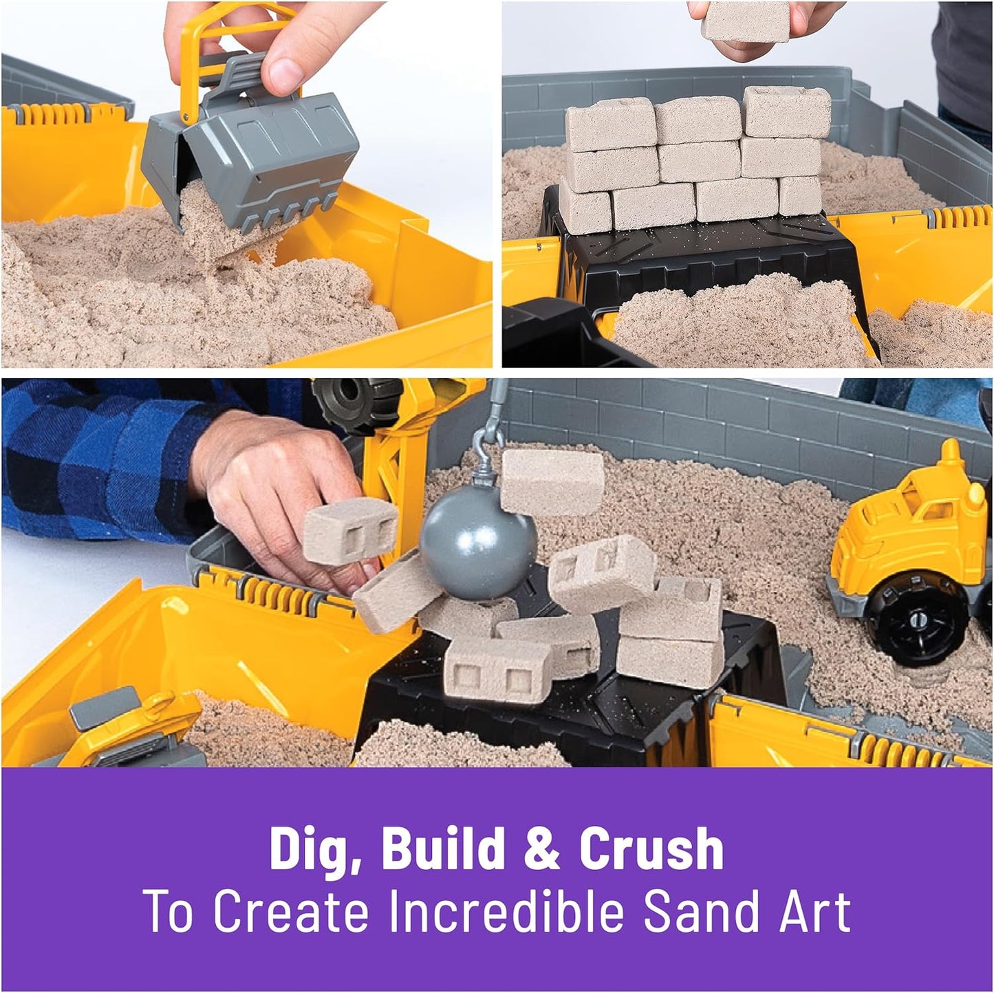 HotKinetic Sand Construction Site, Moldable Play Sand Sensory Toys, Ages 3+