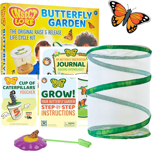 HotInsect Lore Raise and Release Butterfly Garden Kit – Caterpillar Habitat with redeemable Voucher – STEM-accredited Butterfly Growing Kit for Kids, Classrooms, and Homeschool Learning