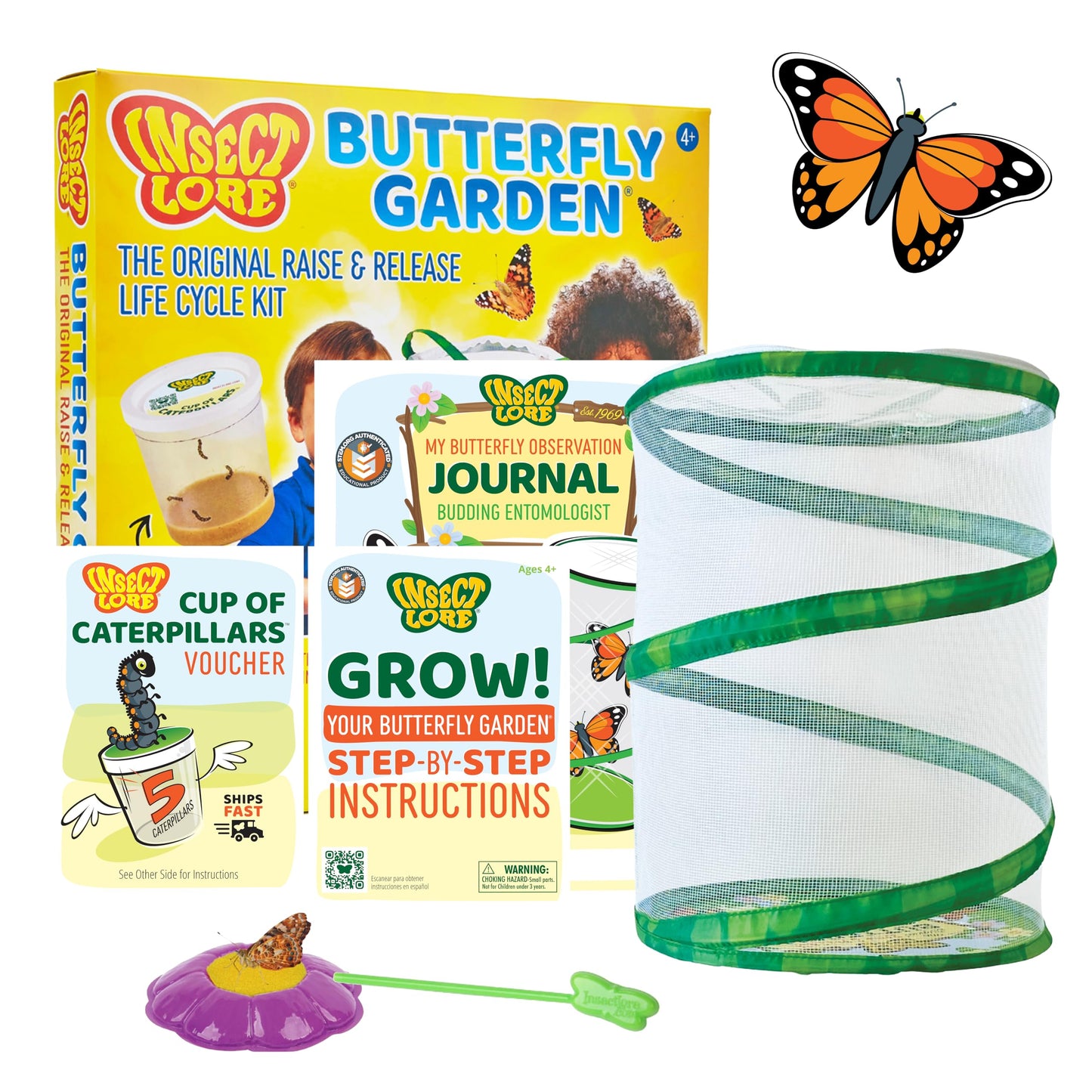 HotInsect Lore Raise and Release Butterfly Garden Kit – Caterpillar Habitat with redeemable Voucher – STEM-accredited Butterfly Growing Kit for Kids, Classrooms, and Homeschool Learning