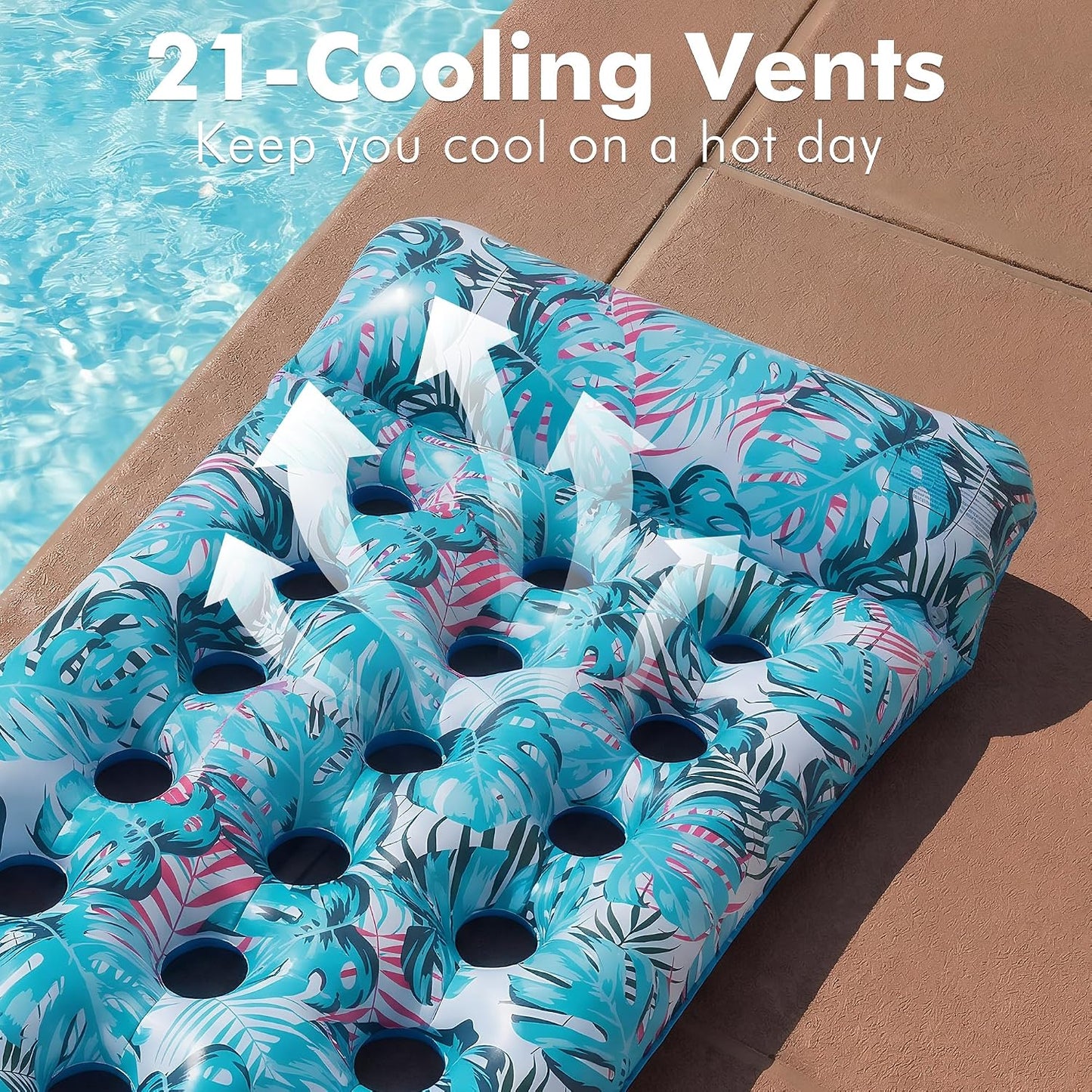 HotStonful 2 Pack Inflatable Pool Float Mat, Giant Pool Floats Adult Size with Headrest, Lake Float Raft Water Lounger, Multi-Purpose Swimming Pool Floats for Pool Party, Summertime Beach, Outdoor