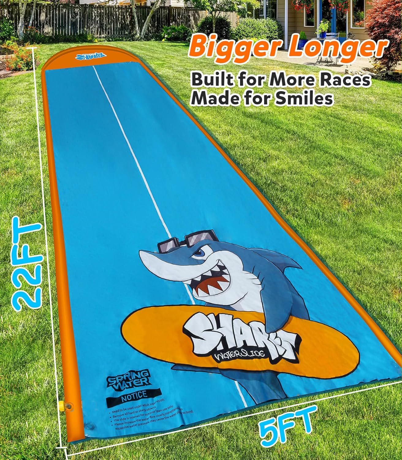 Hot Spring Water Slip and Water Slide, 22ft *2 Lanes Slip Water Slides for Kids Backyards Ages 5-8 8-12 with Sprinkler and Inflatable Bodyboards, Summer Water Fun Toy for Outdoor Lawn Games Play