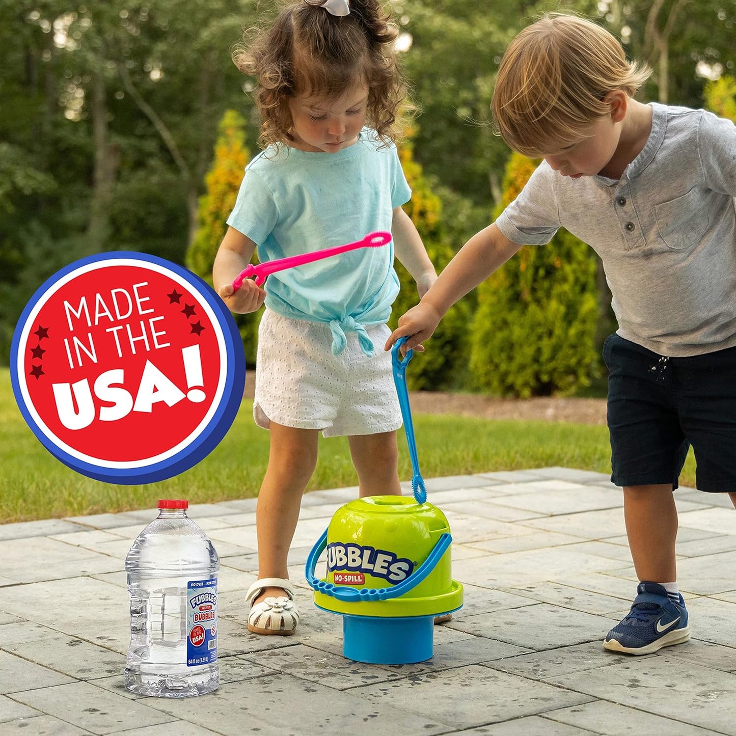 HotLittle Kids Bubbles by Fubbles | Made in The USA | 64oz Non Toxic Bubble Solution | Refill Solution for Bubble Machines and Bubble Toys