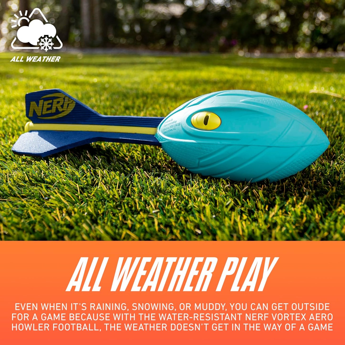 HotNerf Vortex Aero Howler Neon Foam Ball, Classic Long-Distance Football, Flight-Optimizing Tail, Whistling Sound, Indoor & Outdoor Fun (Amazon Exclusive)