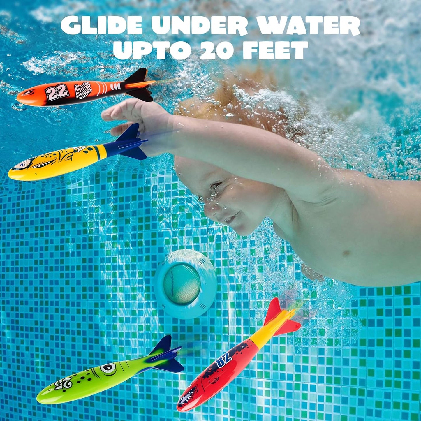 Hot JOYIN 8 Pack Pool Toys, Shark Underwater Diving Toys, Colorful Swimming Toy Sinking Throwing for Kids Gifts Summer Swim Dive Training Water Fun Pool Games(Sharks)