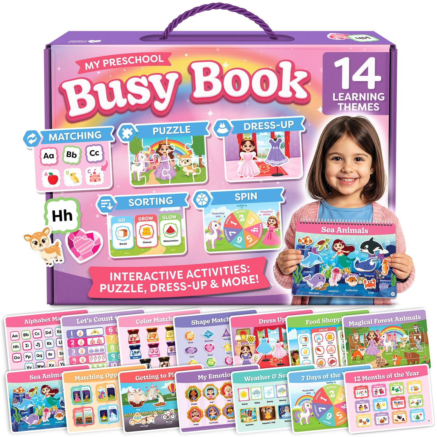 HotMontessori Busy Book for Toddlers 3-5 - Preassembled Preschool Workbook, Toddler Busy Book - Montessori Toys for 3 Year Old, Preschool Learning Toys Activities - 3 Year Old Girl Gifts, Boy Gifts