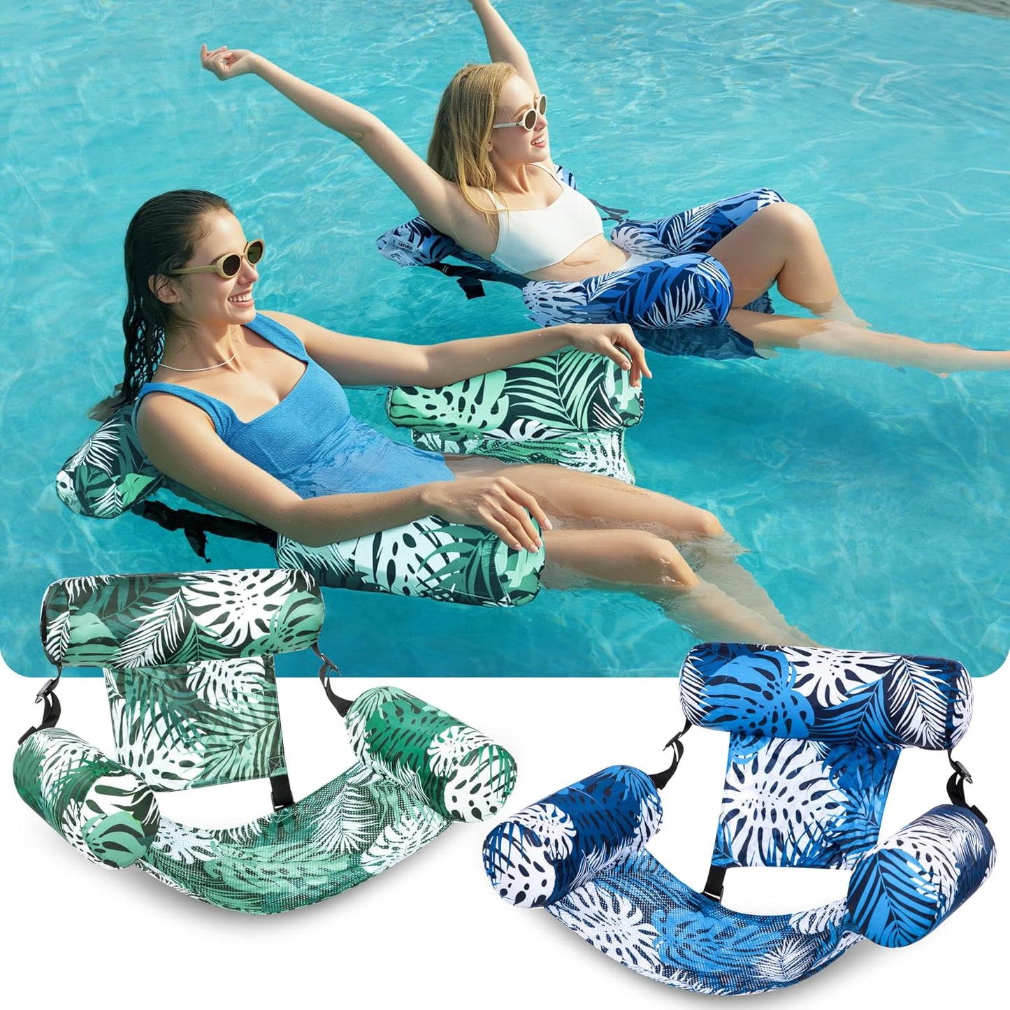 HotSLOOSH Inflatable Pool Floats Adult,2 Packs Floating Lounge Chairs,Blow up Pool Noodles for Adult Heavy Duty,Floating Chair for Party Summer Water Beach Lake Fun