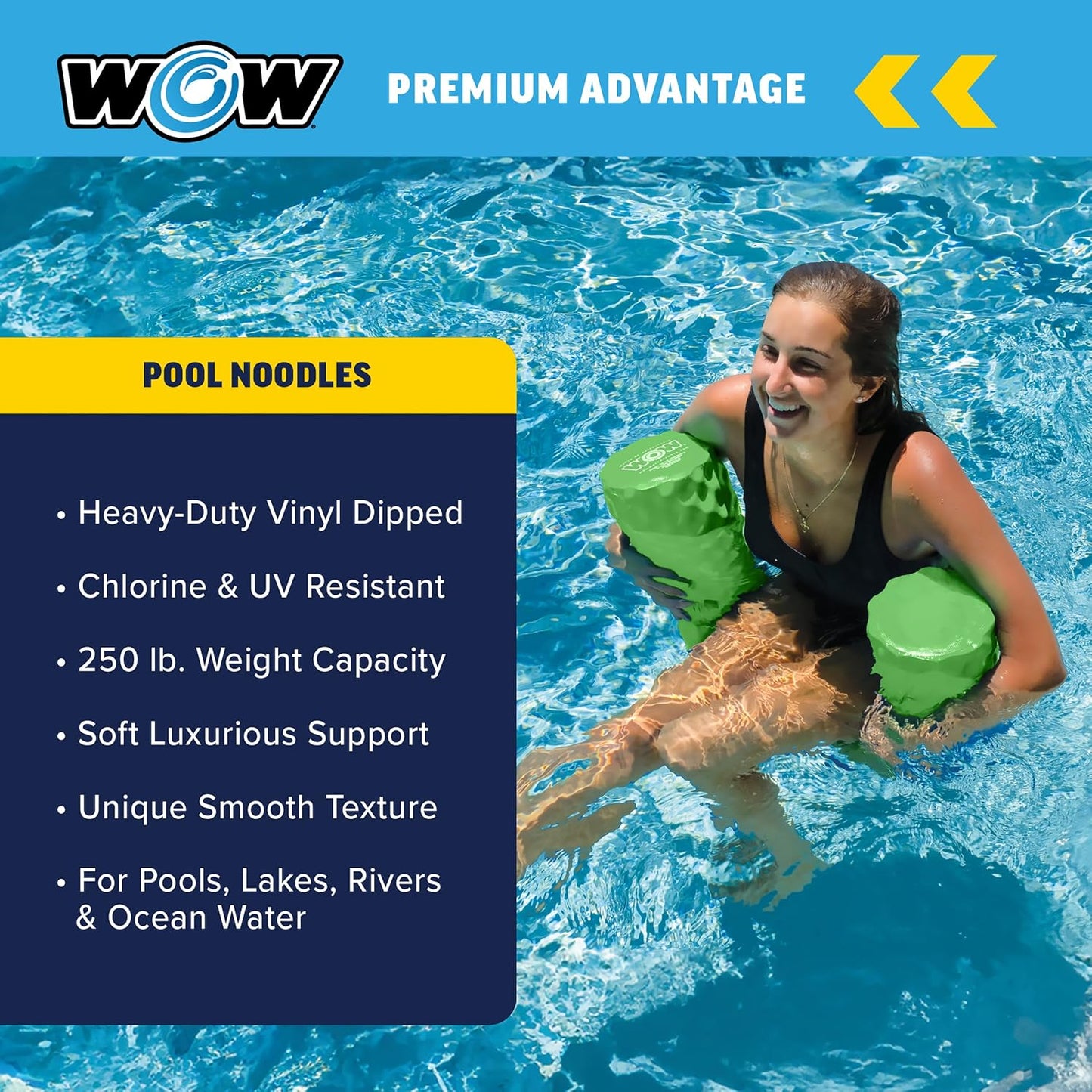Hot World of Watersports First Class Foam Pool Noodles for Swimming and Floating, Pool Floats, Lake Floats