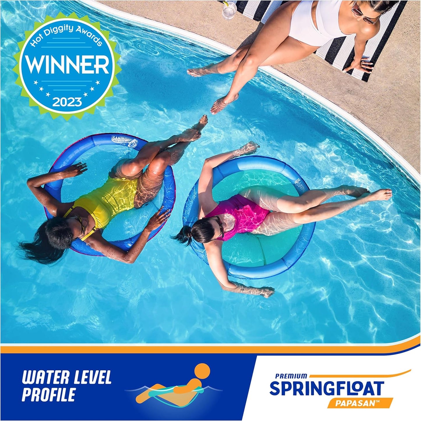 HotSwimWays Spring Float Premium Papasan Pool Lounger with Breathable Mesh Seat, Inflatable Pool Floats for Adults with Fast Inflation, for Ages 15 & Up