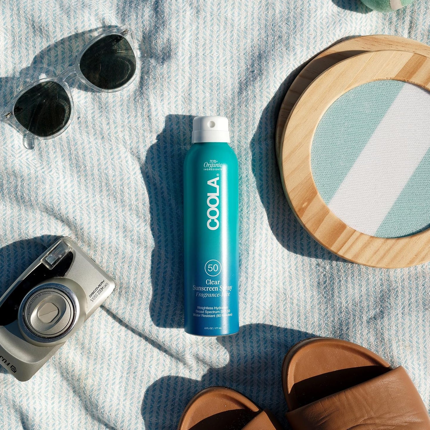 HotCOOLA Organic Sunscreen SPF 50 Sunblock Spray, Dermatologist Tested Skin Care for Daily Protection, Vegan and Gluten Free, Fragrance Free, 6 Fl Oz