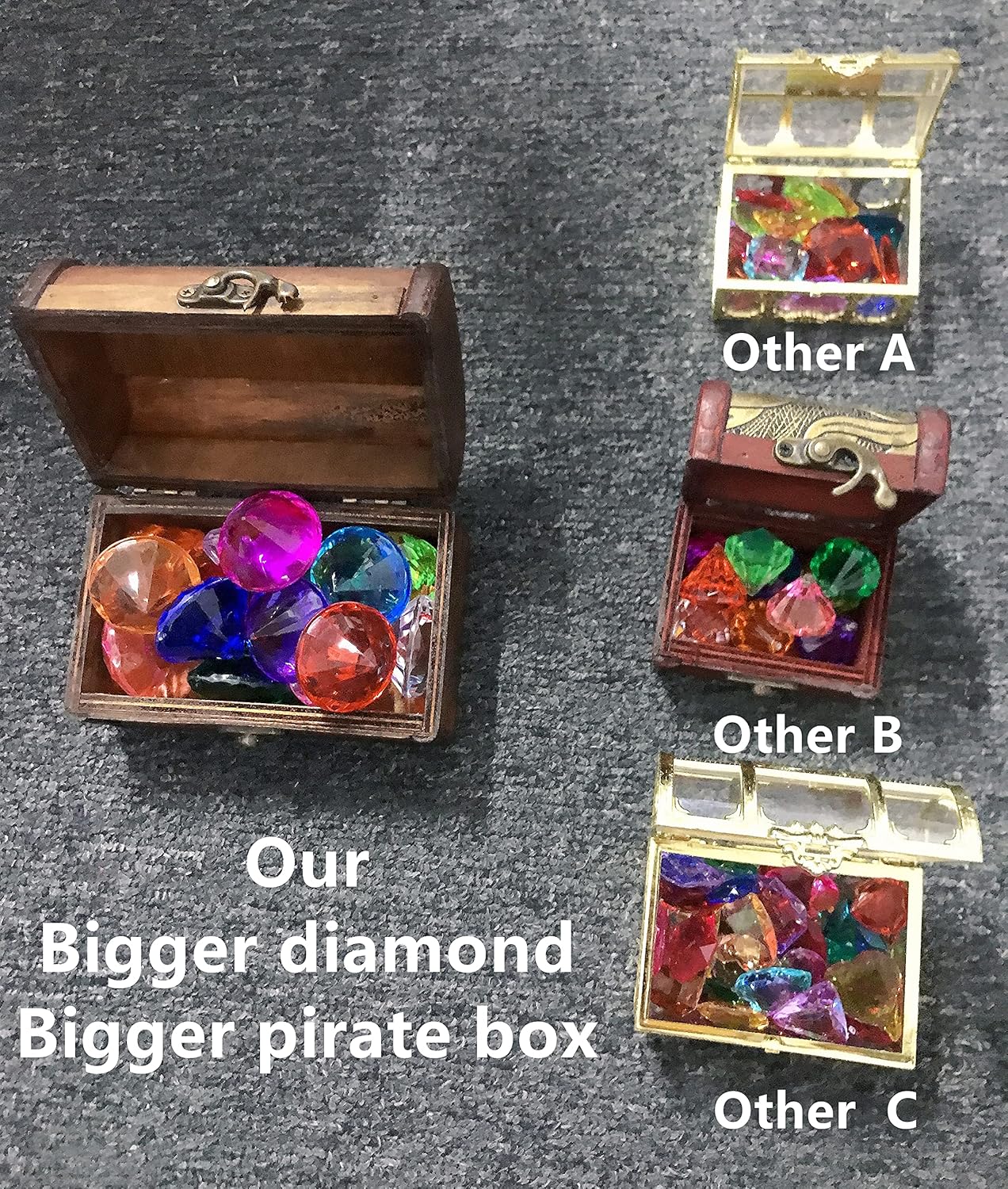 Hot Diving Gem Pool Toy 15 Big Colorful Diamond Set with Big Treasure Chest Pirate Box Underwater Gem Diving Dive Throw Toy Set Swimming Training Gift Toy | With Treasure Chest, Underwater Treasure Hunt, Pool Games, Beach Play