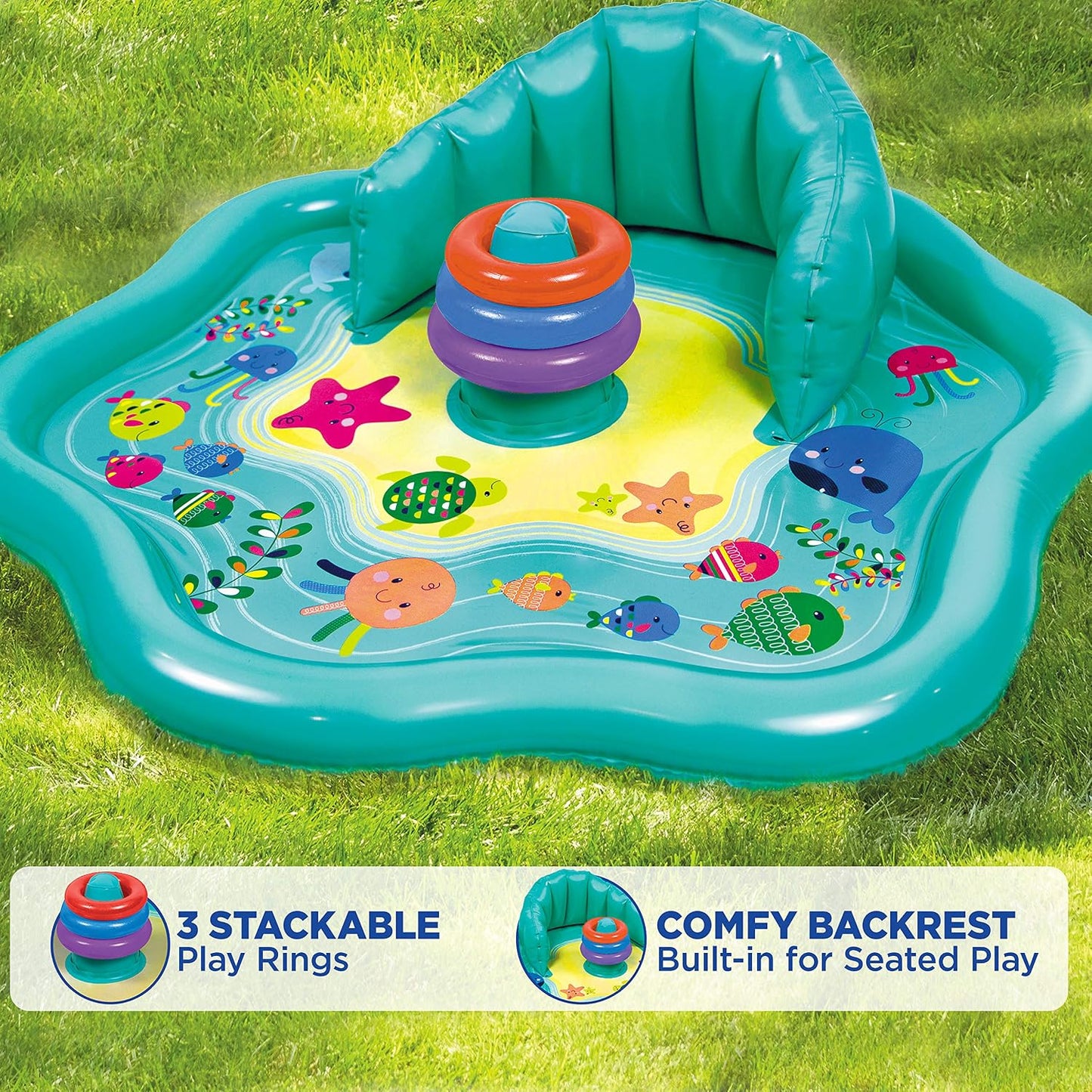 HotSwimSchool Infant Baby Pool Floats, Free Swimming, Super Buoyant – Ages 6-24 Months – Multiple Colors/Styles – Adjustable Canopies and Seats, Splash & Play Baby Floaties
