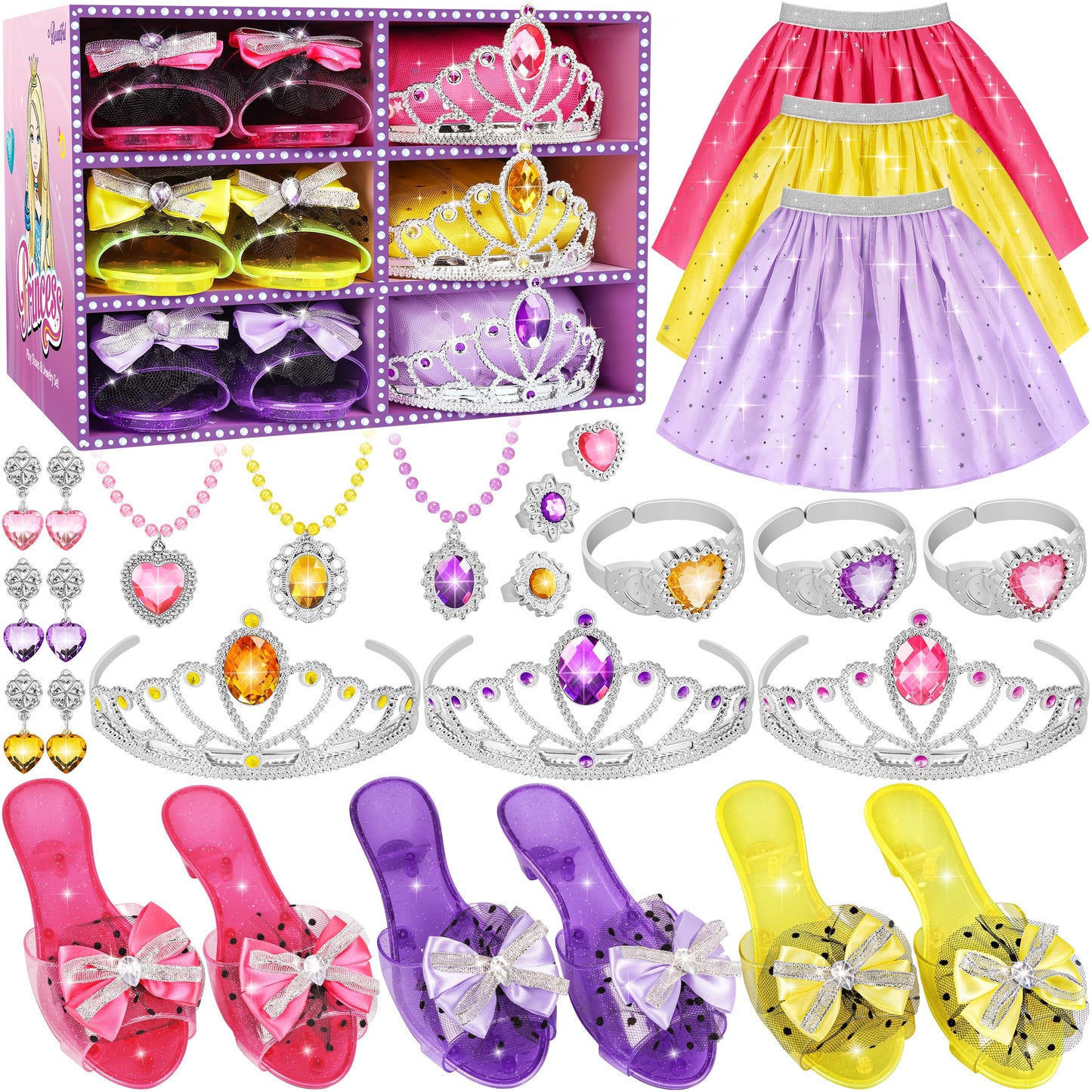 HotLJZJ Princess Dress Up Toys & Jewelry Boutique, Girls Role Play Gift for 3+ Year Old Girl Toddler B-Day Party Favors